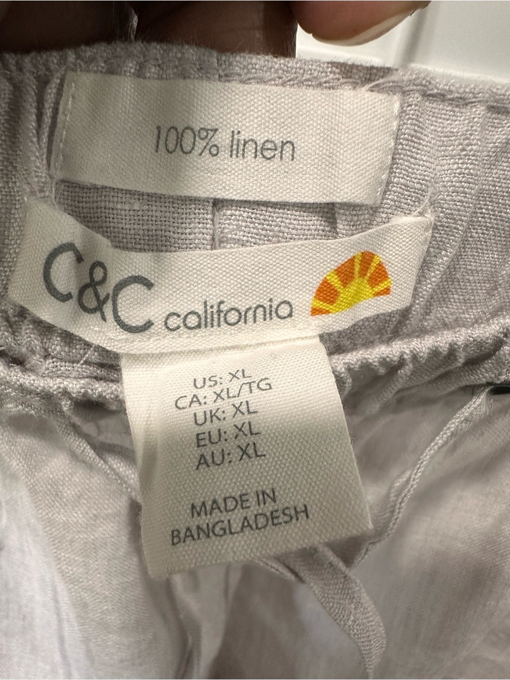 C&C California 100% Linen Drawstring Shorts XL Beige Casual Summer Pockets - Picture 5 of 10